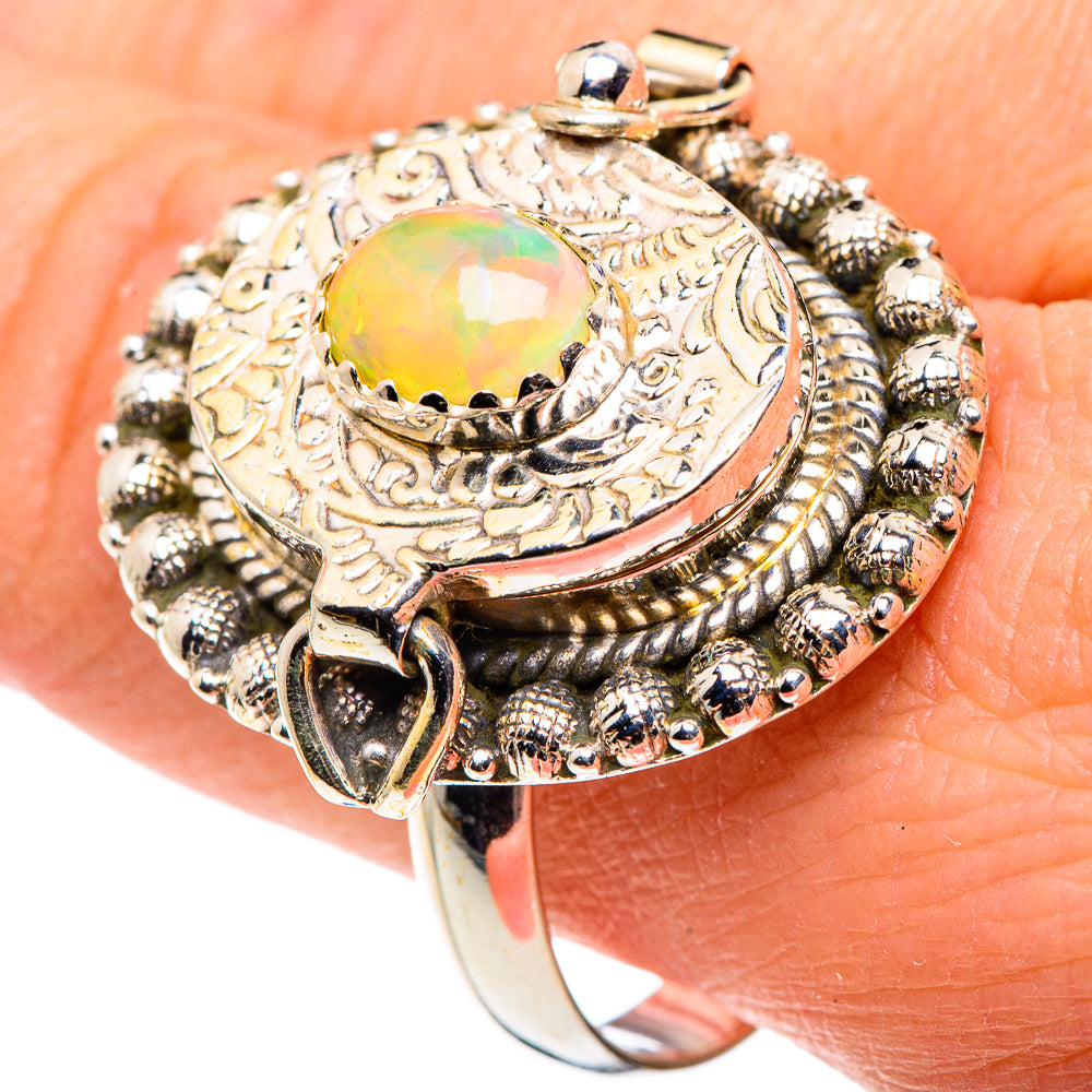 Sterling silver opal ring, size 11.5, oval iridescent stone with ornate beaded bezel