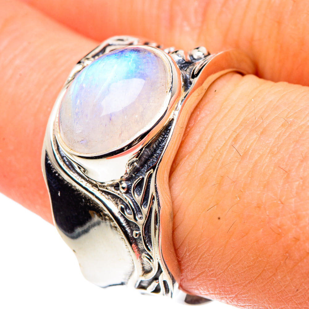 Rainbow Moonstone Rings handcrafted by Ana Silver Co - RING91629