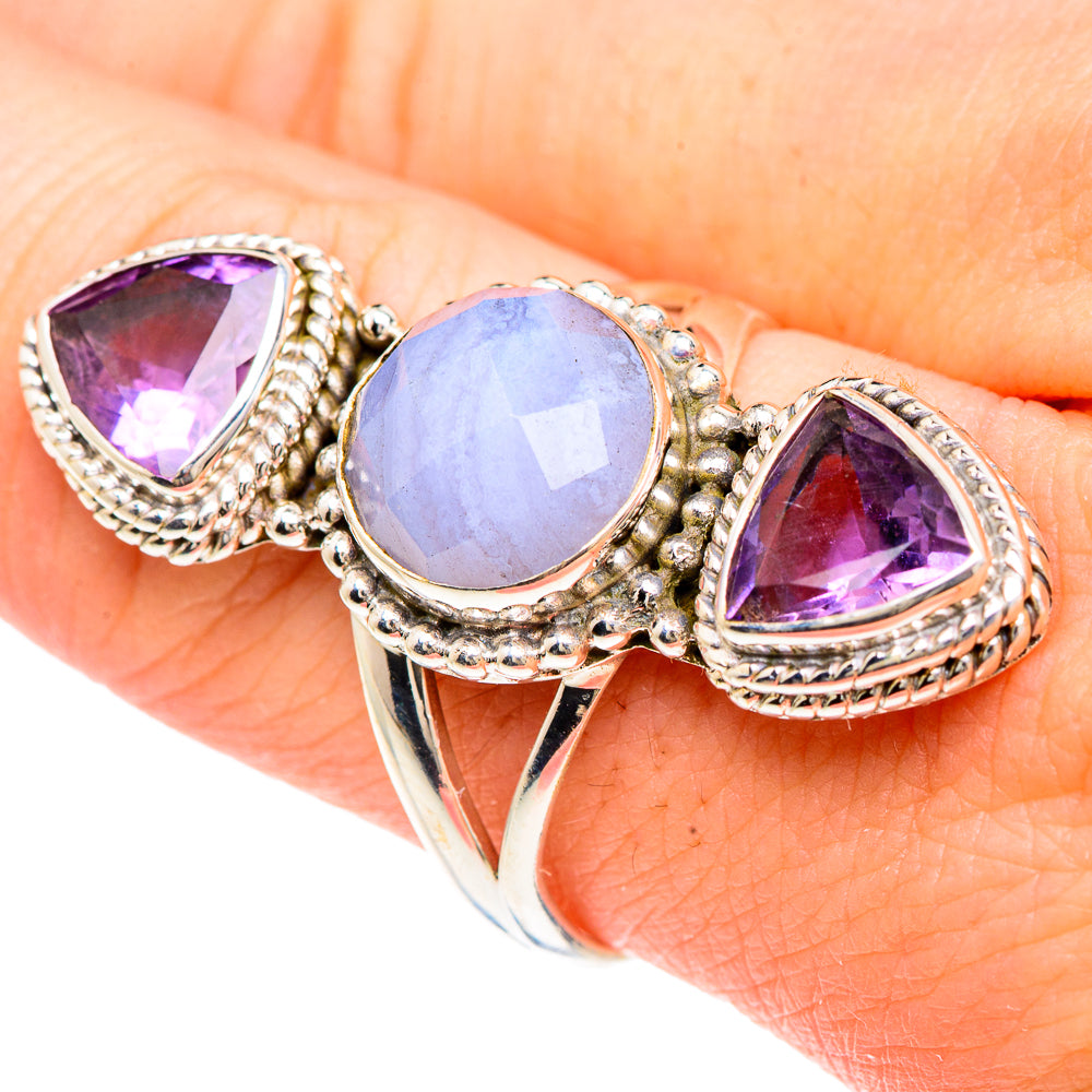 Blue Lace Agate Rings handcrafted by Ana Silver Co - RING91633