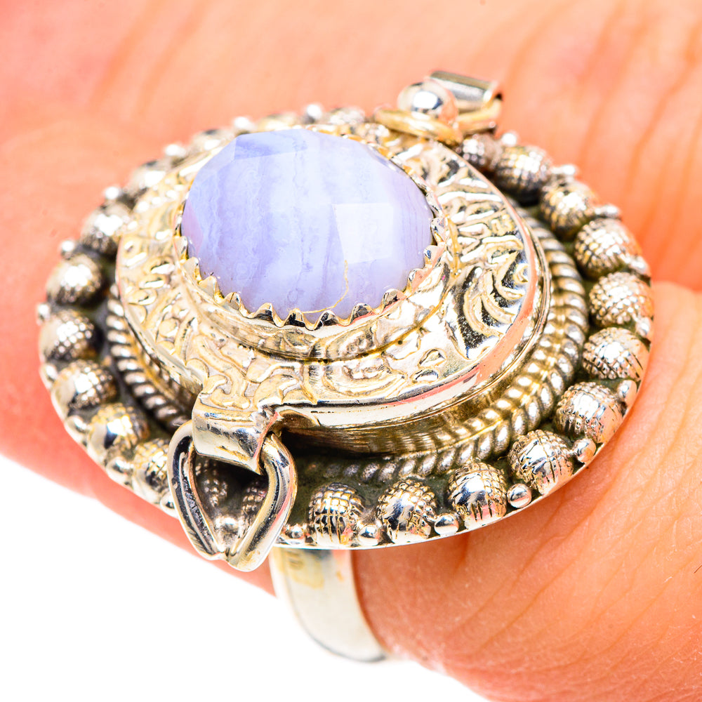 Blue Lace Agate Rings handcrafted by Ana Silver Co - RING91641
