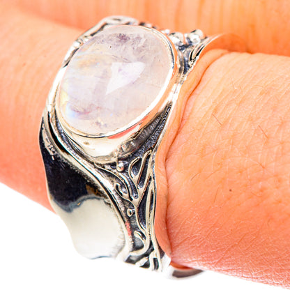 Rainbow Moonstone Rings handcrafted by Ana Silver Co - RING91642