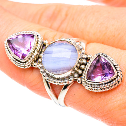 Blue Lace Agate Rings handcrafted by Ana Silver Co - RING91677