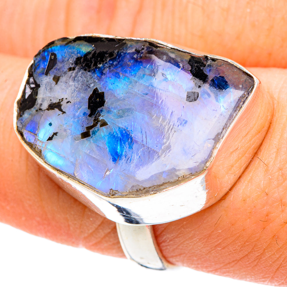 Rainbow Moonstone Rings handcrafted by Ana Silver Co - RING91682