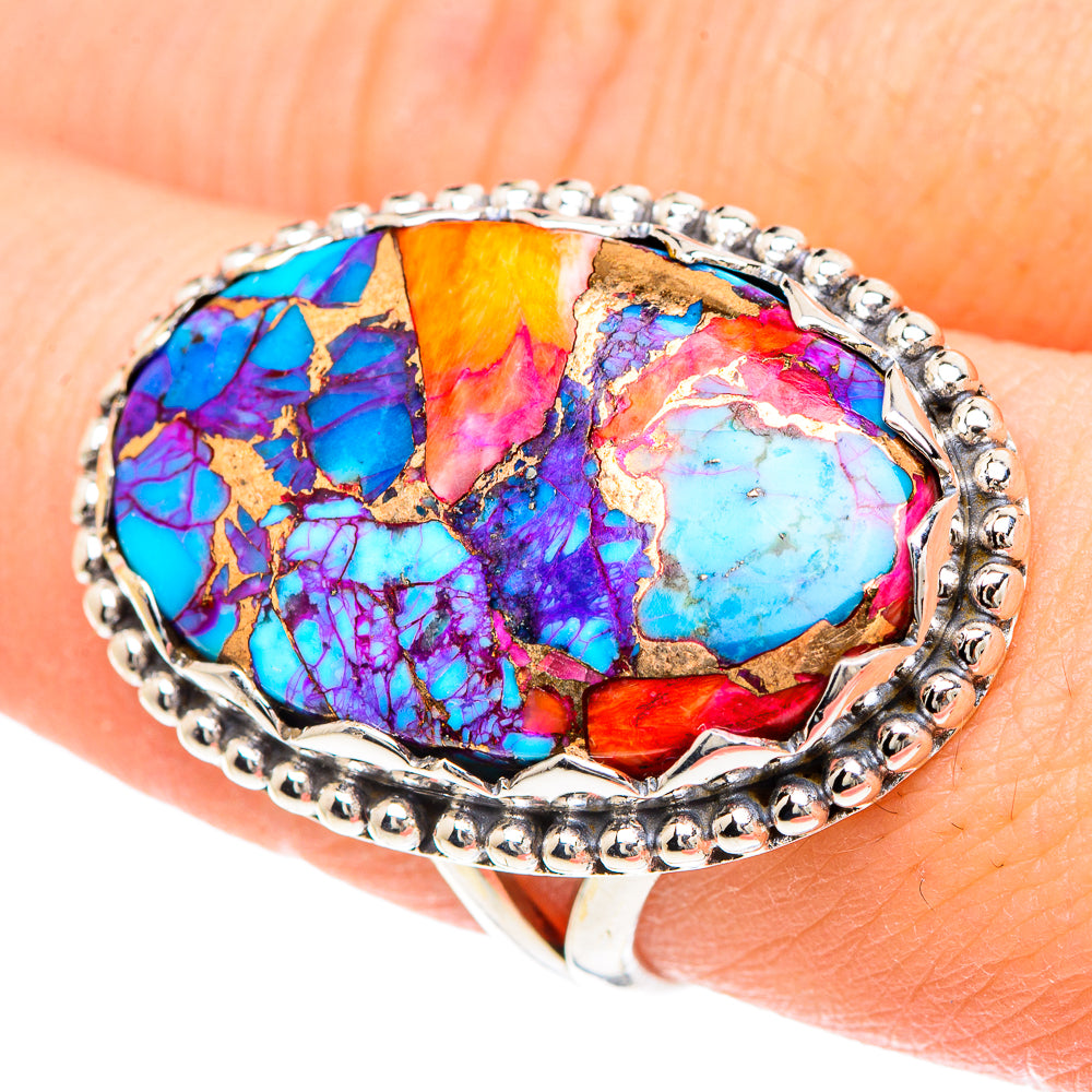 Purple Orange Copper Composite Turquoise Rings handcrafted by Ana Silver Co - RING91683