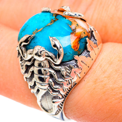 Blue Orange Copper Composite Turquoise Rings handcrafted by Ana Silver Co - RING91687
