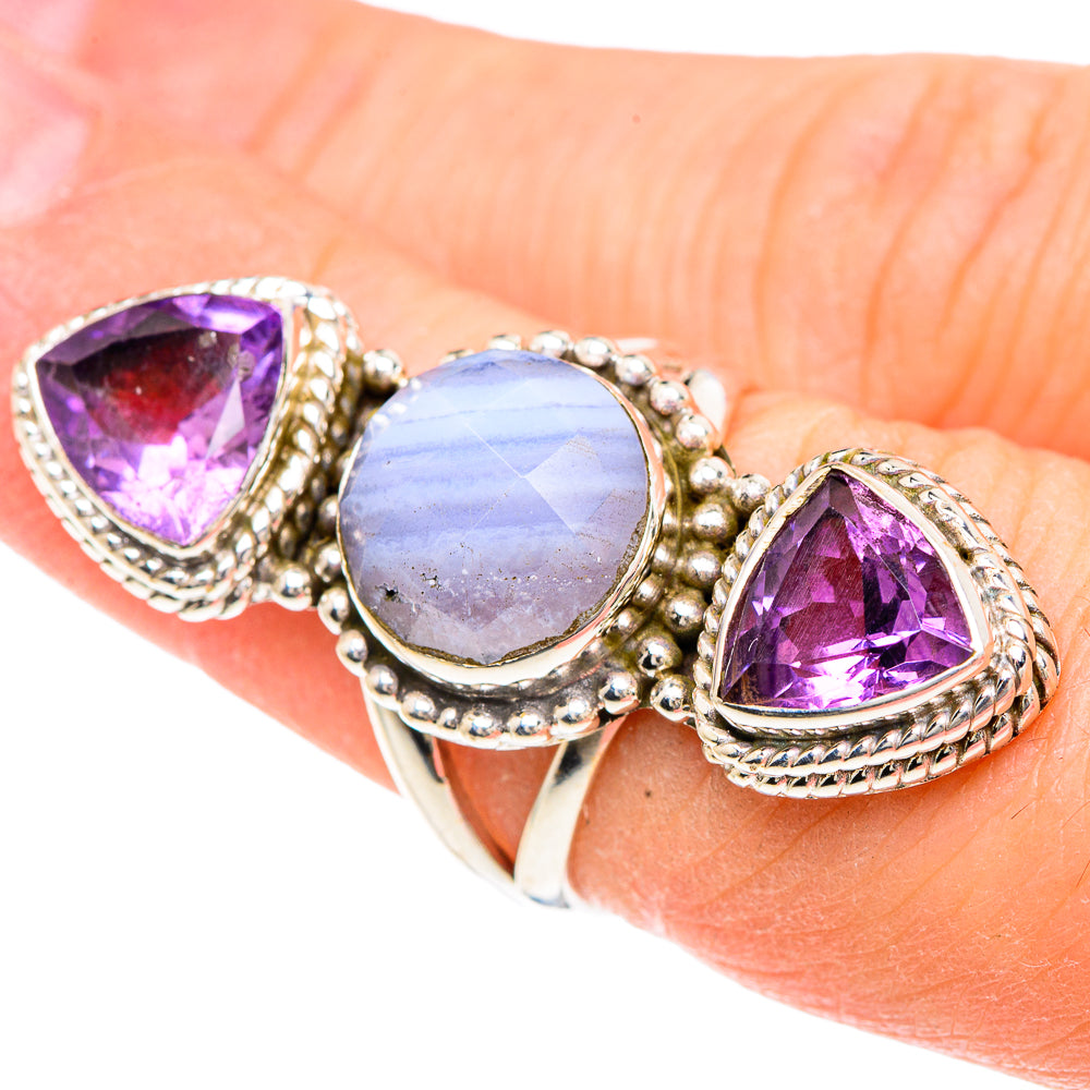Blue Lace Agate Rings handcrafted by Ana Silver Co - RING91708