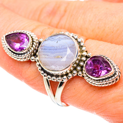 Blue Lace Agate Rings handcrafted by Ana Silver Co - RING91726