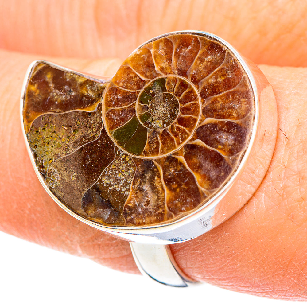 Ammonite Fossil Rings handcrafted by Ana Silver Co - RING91744