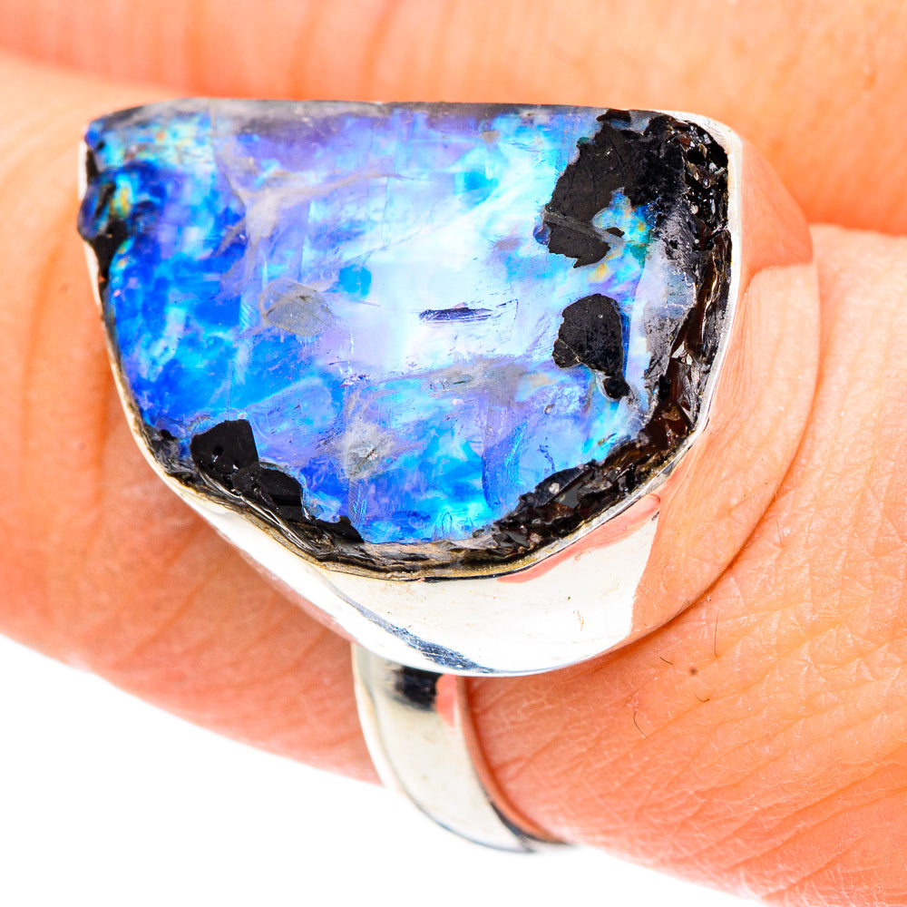 Rainbow Moonstone Rings handcrafted by Ana Silver Co - RING91756