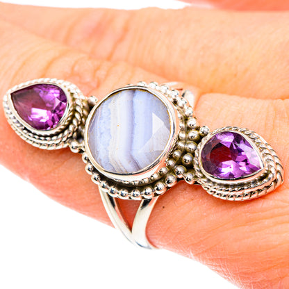 Blue Lace Agate Rings handcrafted by Ana Silver Co - RING91770
