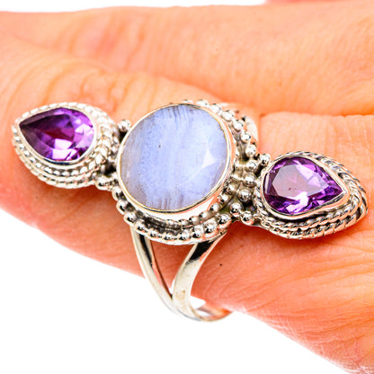 Blue Lace Agate Rings handcrafted by Ana Silver Co - RING91775