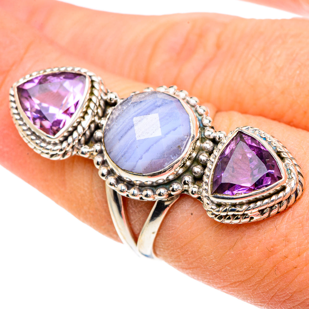Blue Lace Agate Rings handcrafted by Ana Silver Co - RING91782