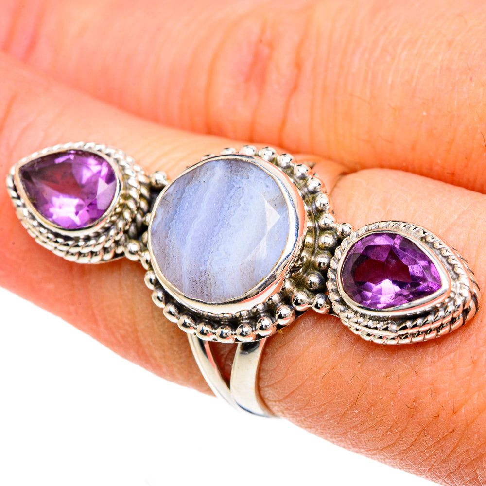 Blue Lace Agate Rings handcrafted by Ana Silver Co - RING91803