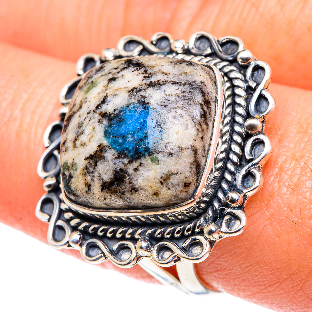 K2 Blue Azurite Rings handcrafted by Ana Silver Co - RING91811