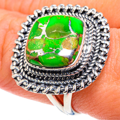 Green Copper Composite Turquoise Rings handcrafted by Ana Silver Co - RING91845