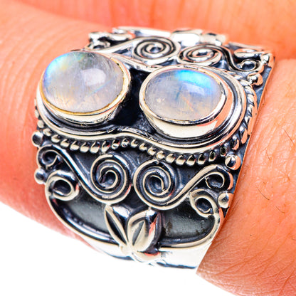 Rainbow Moonstone Rings handcrafted by Ana Silver Co - RING91856