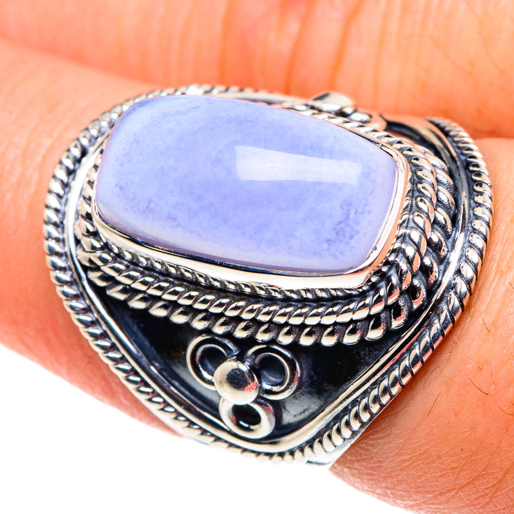 Blue Lace Agate Rings handcrafted by Ana Silver Co - RING91857