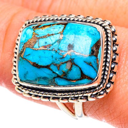 Blue Copper Composite Turquoise Rings handcrafted by Ana Silver Co - RING91864
