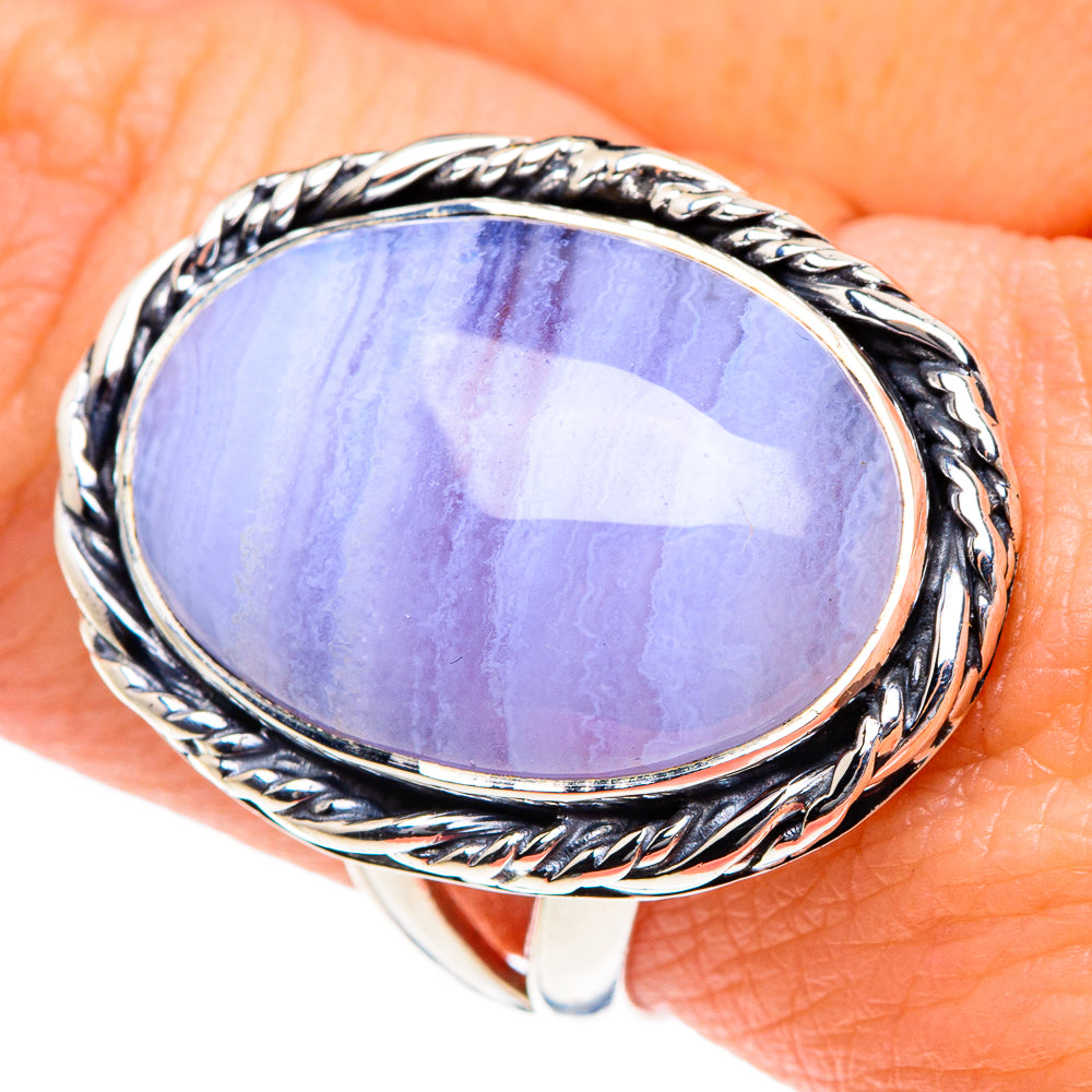 Blue Lace Agate Rings handcrafted by Ana Silver Co - RING91882