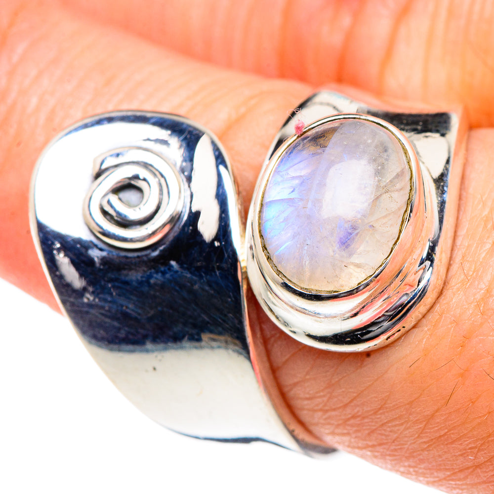 Rainbow Moonstone Rings handcrafted by Ana Silver Co - RING91883