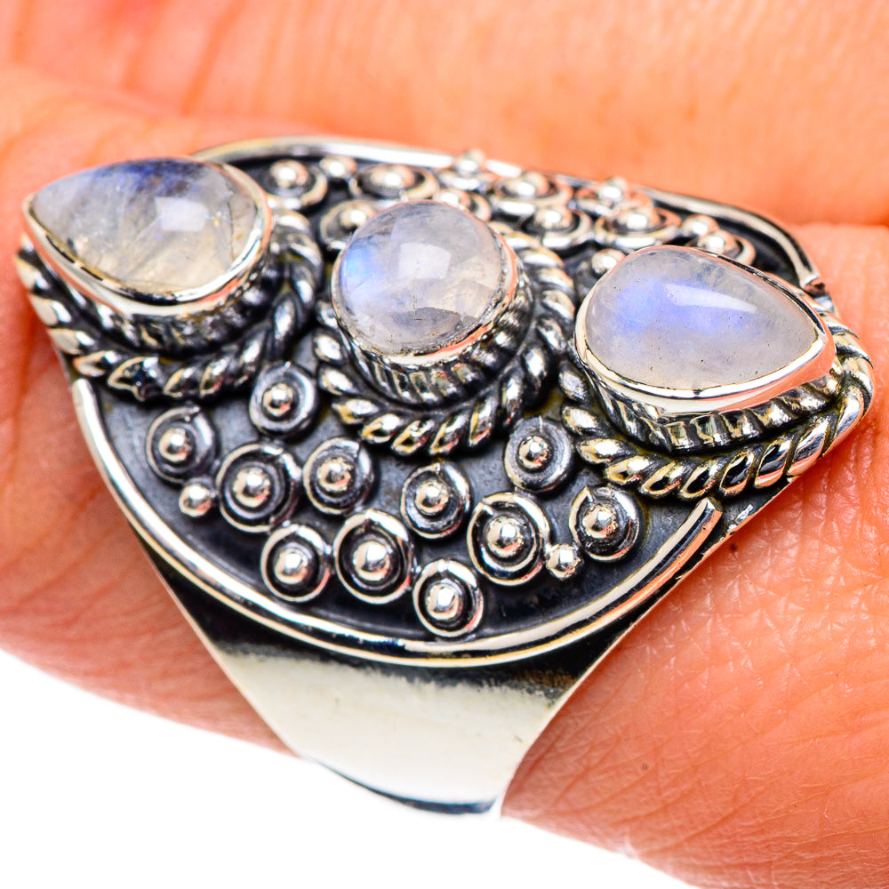 Rainbow Moonstone Rings handcrafted by Ana Silver Co - RING91907