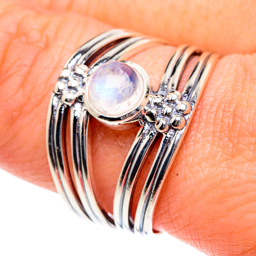 Rainbow Moonstone Rings handcrafted by Ana Silver Co - RING91908