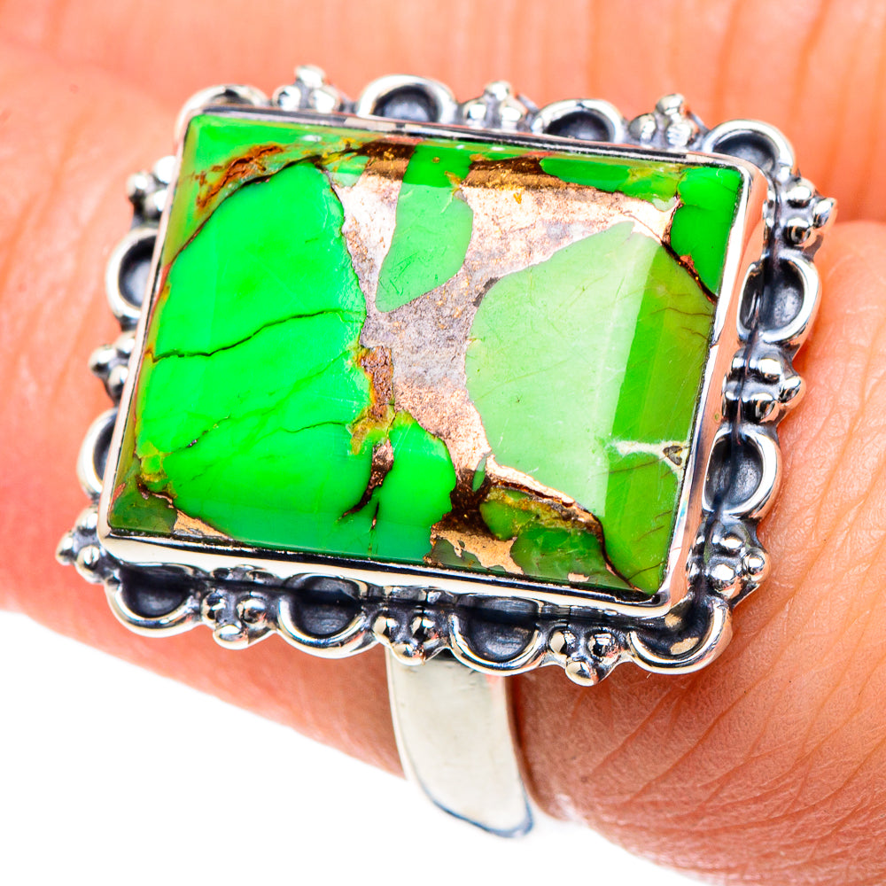 Green Copper Composite Turquoise Rings handcrafted by Ana Silver Co - RING91921
