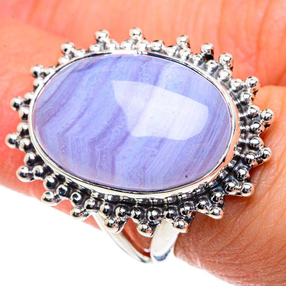Blue Lace Agate Rings handcrafted by Ana Silver Co - RING91953