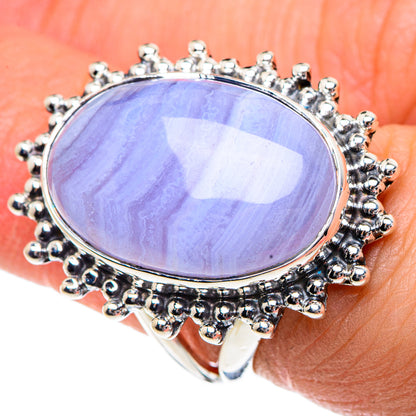 Blue Lace Agate Rings handcrafted by Ana Silver Co - RING91953