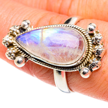 Rainbow Moonstone Rings handcrafted by Ana Silver Co - RING91954