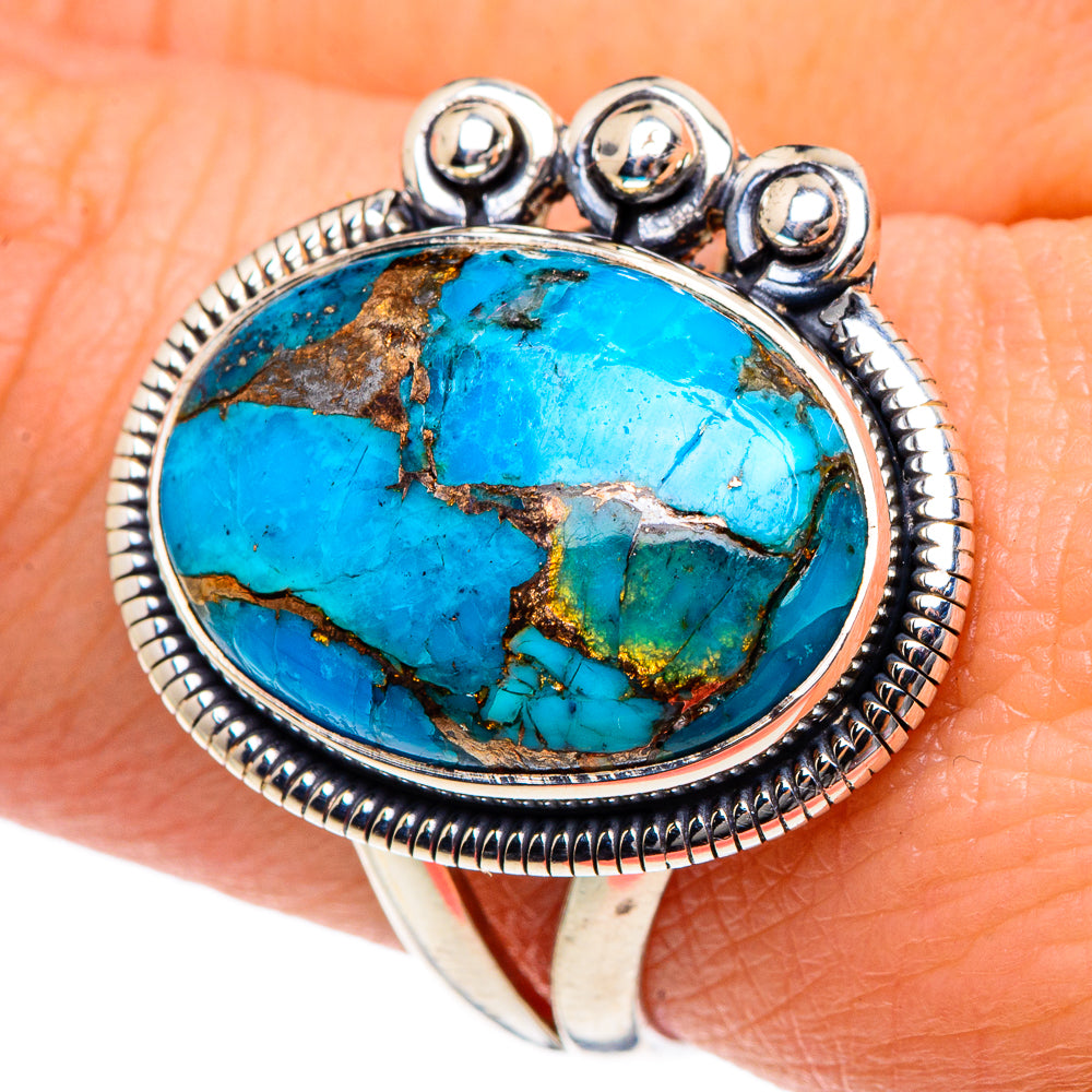 Blue Copper Composite Turquoise Rings handcrafted by Ana Silver Co - RING91958