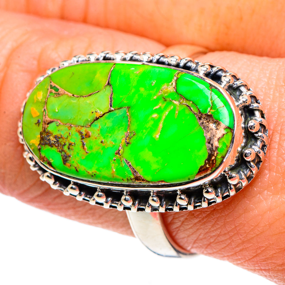 Green Copper Composite Turquoise Rings handcrafted by Ana Silver Co - RING91966