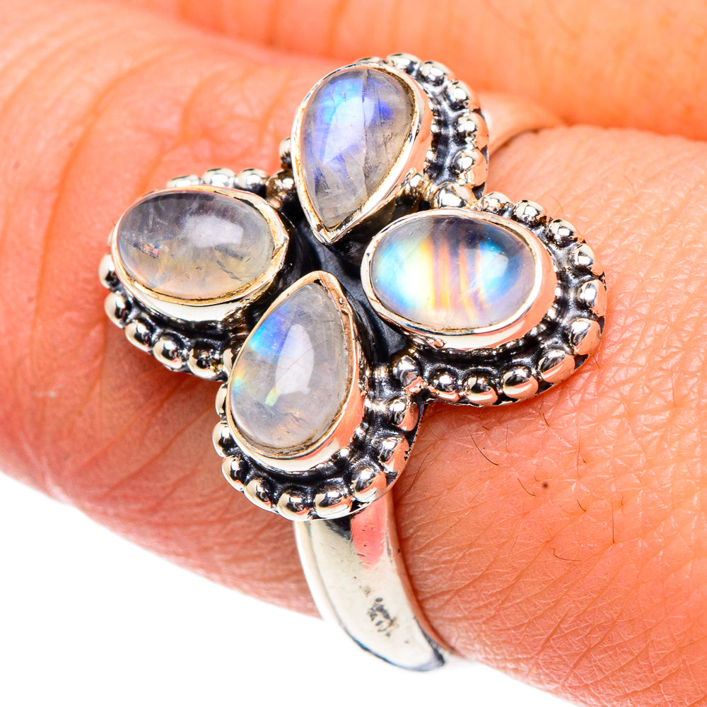 Rainbow Moonstone Rings handcrafted by Ana Silver Co - RING91975