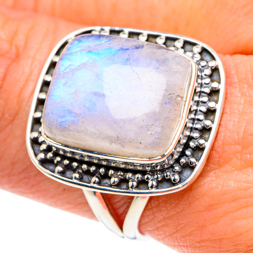 Rainbow Moonstone Rings handcrafted by Ana Silver Co - RING91999