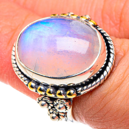 Rainbow Moonstone Rings handcrafted by Ana Silver Co - RING92000