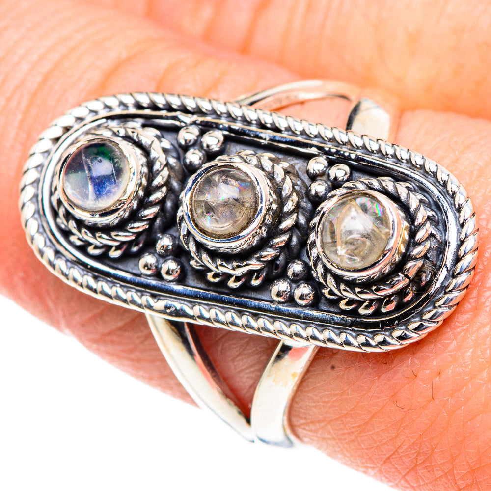 Rainbow Moonstone Rings handcrafted by Ana Silver Co - RING92002