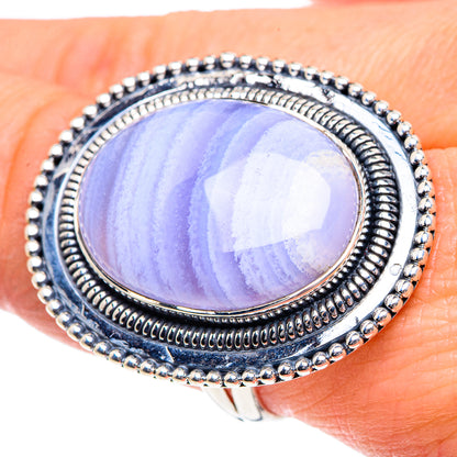 Blue Lace Agate Rings handcrafted by Ana Silver Co - RING92004