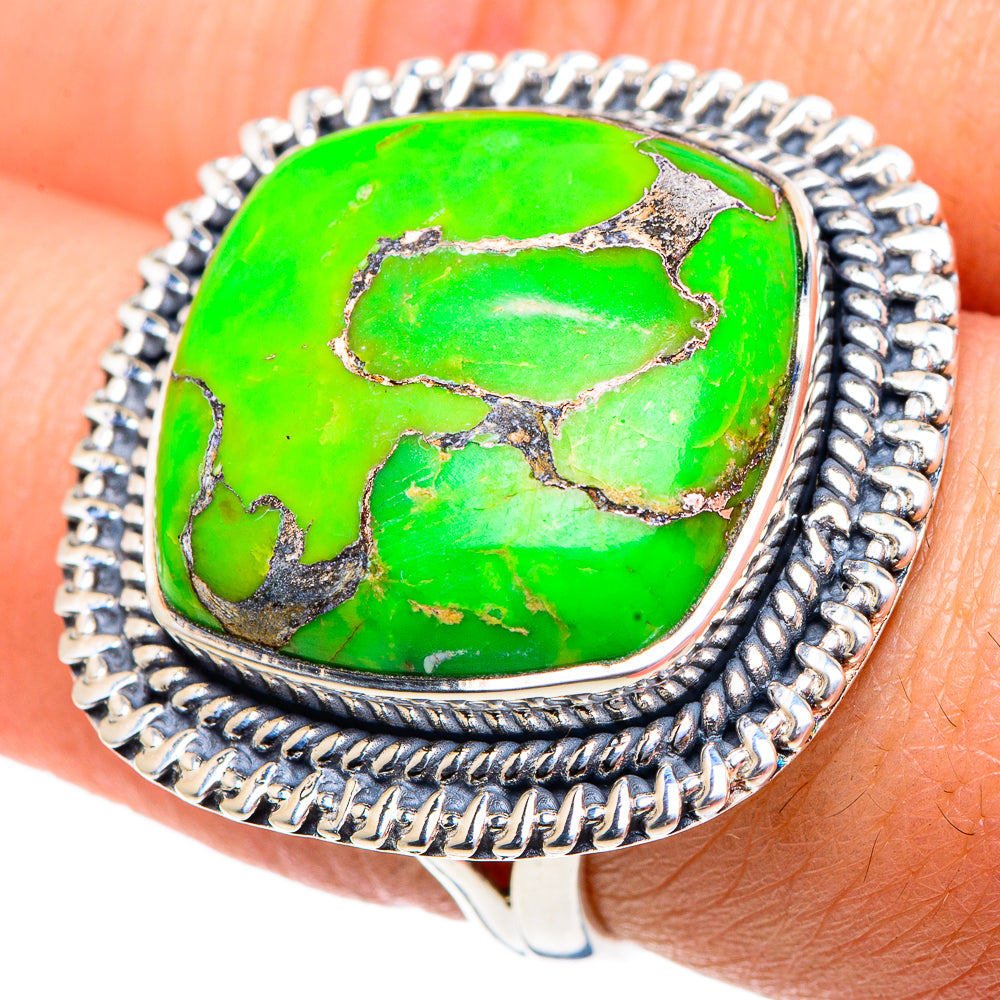 Green Copper Composite Turquoise Rings handcrafted by Ana Silver Co - RING92014