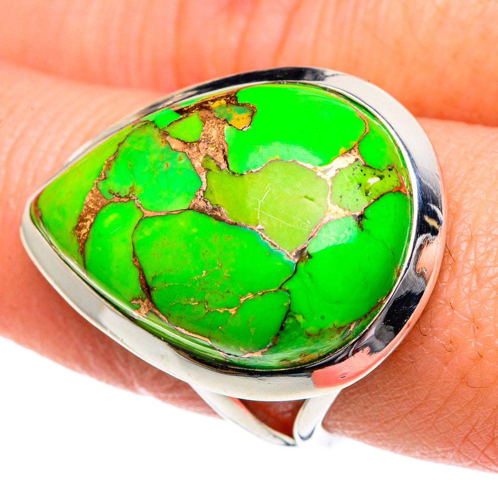 Green Copper Composite Turquoise Rings handcrafted by Ana Silver Co - RING92016