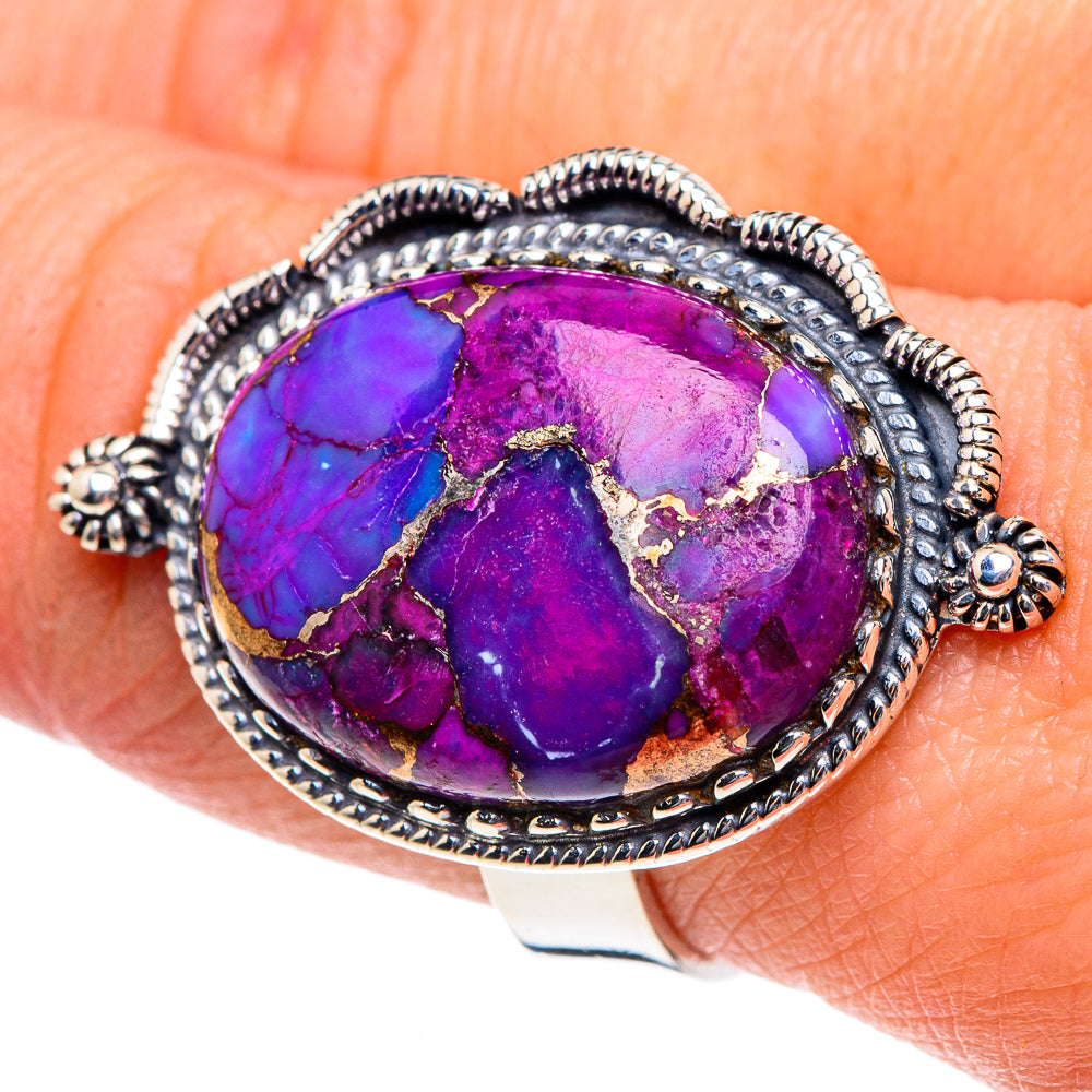 Purple Copper Composite Turquoise Rings handcrafted by Ana Silver Co - RING92029