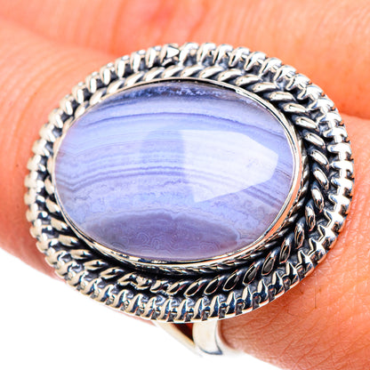 Blue Lace Agate Rings handcrafted by Ana Silver Co - RING92036