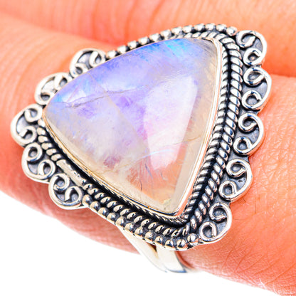 Rainbow Moonstone Rings handcrafted by Ana Silver Co - RING92037