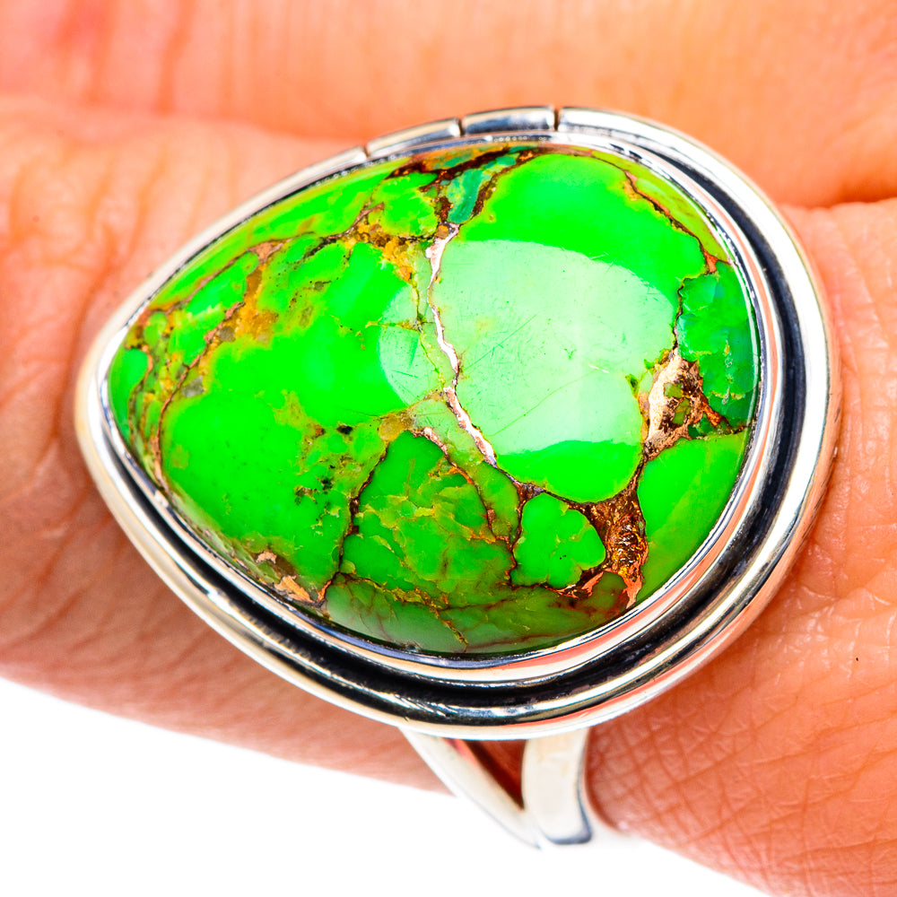 Green Copper Composite Turquoise Rings handcrafted by Ana Silver Co - RING92056