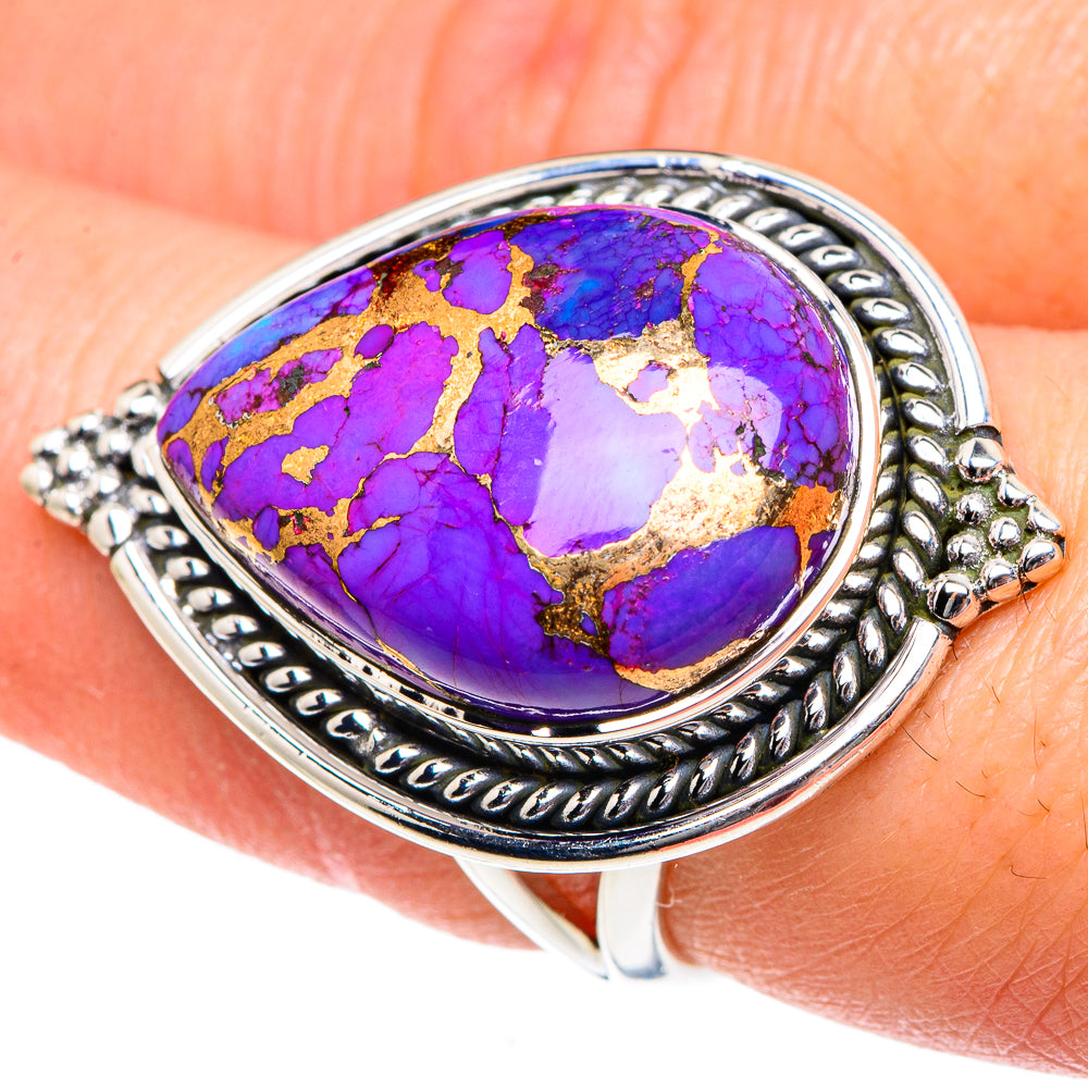 Purple Copper Composite Turquoise Rings handcrafted by Ana Silver Co - RING92062