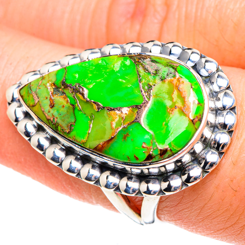 Green Copper Composite Turquoise Rings handcrafted by Ana Silver Co - RING92086