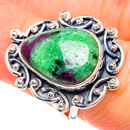 Ruby Zoisite Rings handcrafted by Ana Silver Co - RING92128