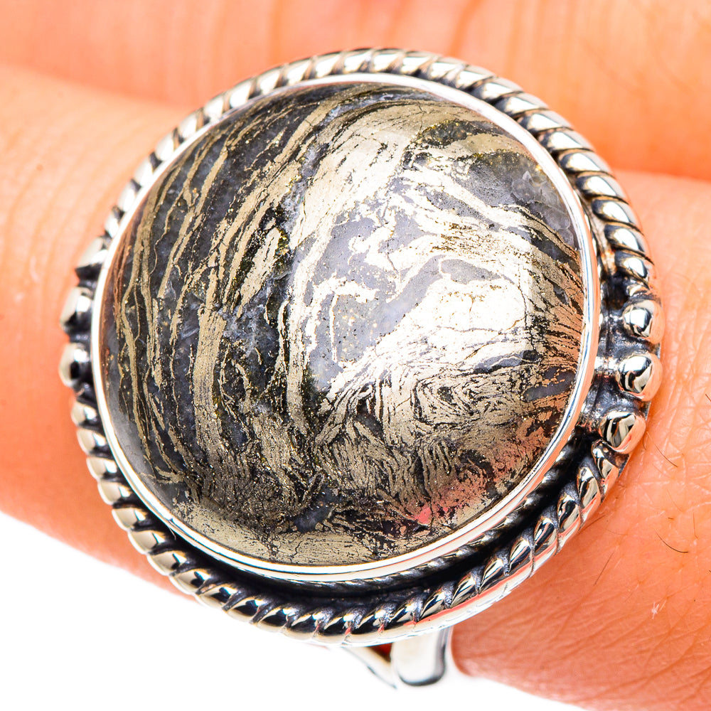 Pyrite Agate Rings handcrafted by Ana Silver Co - RING92139
