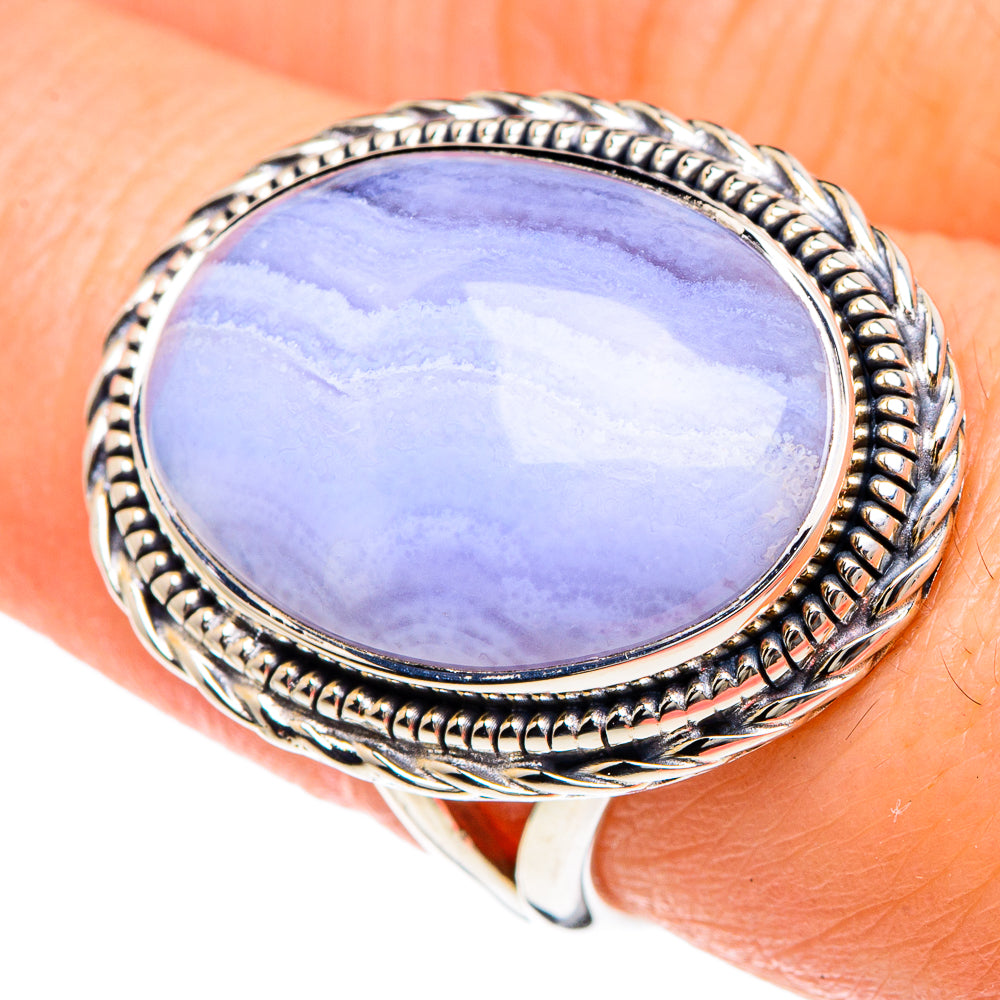 Blue Lace Agate Rings handcrafted by Ana Silver Co - RING92144