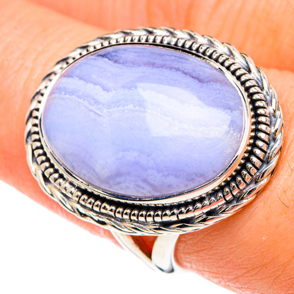 Blue Lace Agate Rings handcrafted by Ana Silver Co - RING92144