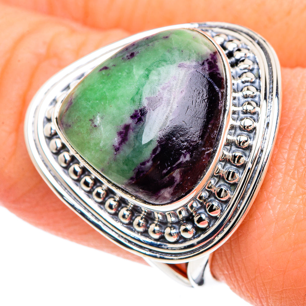 Ruby Zoisite Rings handcrafted by Ana Silver Co - RING92153